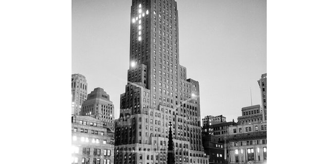 A photo from 1952 shows one New York City skyscraper illuminated with a cross on Easter weekend.