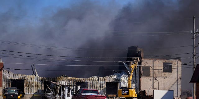 Indiana firefighters are battling a toxic blaze at a Richmond recycling plant for the second day in a row.