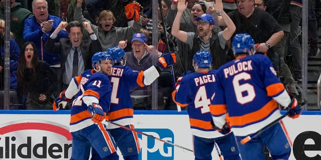 Isles celebrates goal