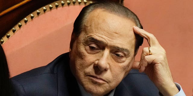 Silvio Berlusconi is seen in Rome, on Oct. 26, 2022. Berlusconi was hospitalized on April 5, 2023, with apparent respiratory problems caused by chronic-stage leukemia.