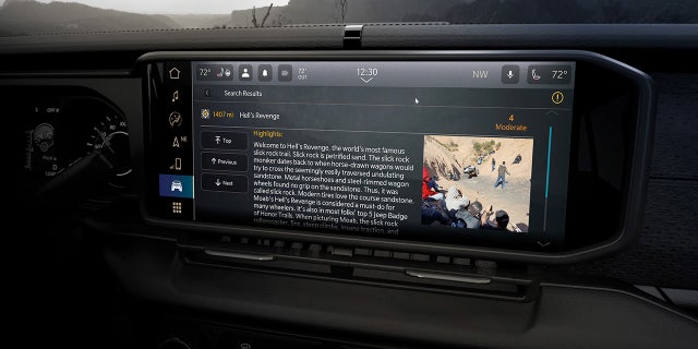 The Trails Offroad app is built into the Wrangler's infotainment system.