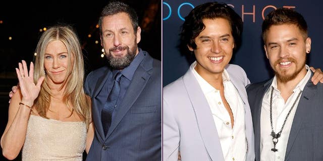 Jennifer Aniston and Adam Sandler couldn't believe Cole and Dylan Sprouse, who they worked with when the twins were children, are now 30 years old.