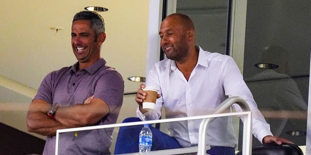 Derek Jeter and Jorge Posada at Marlins game