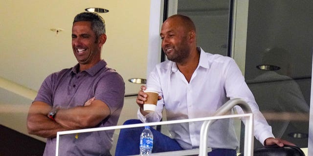 Derek Jeter and Jorge Posada at Marlins game