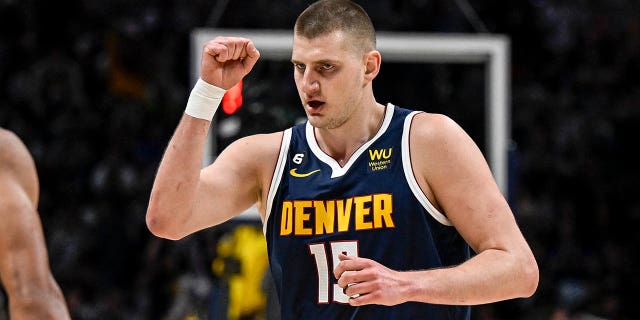 Nikola Jokic pumps his fist