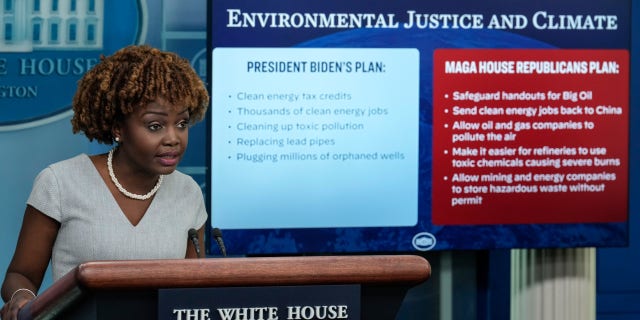 White House Press Secretary Karine Jean-Pierre speaks during the daily press briefing