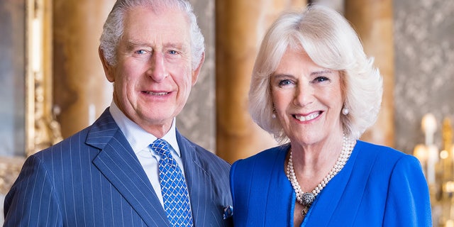 King Charles III and queen consort camilla wear blue ensembles for official portrait