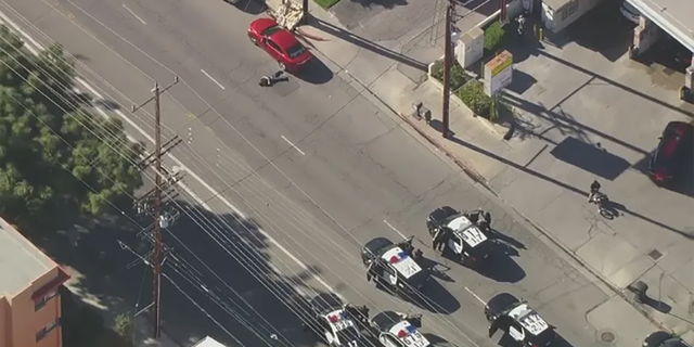 LAPD caught up to the Trader Joe's parking lot shooting suspect after a brief pursuit.