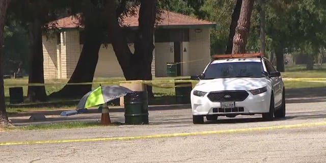 Police car near scene where baby was found