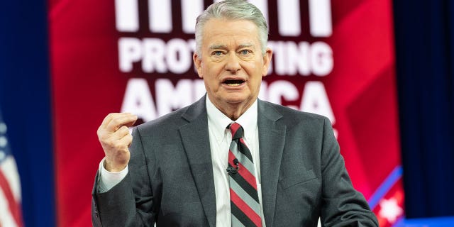 Governor of Idaho Brad Little speaks in Washington, D.C., on March 3, 2023. Little signed a bill to ban gender-affirming care for minors.