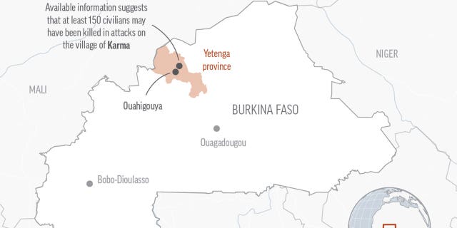 150 muertos en Burkina Faso después de que hombres armados comenzaran a matar personas indiscriminadamente, según la ONU 4 Burkina Faso mapa
