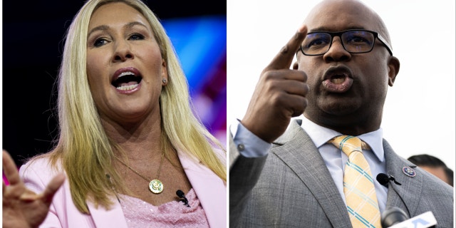 Split image of Rep Marjorie Taylor Greene and Rep. Jamaal Bowman