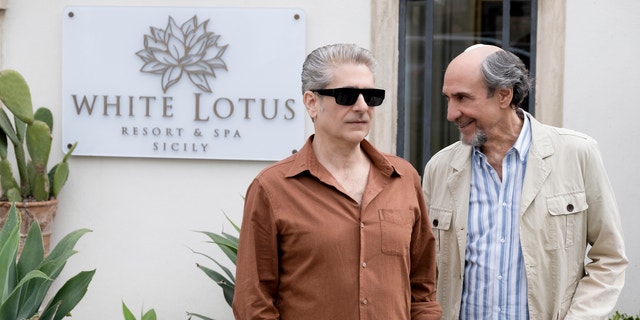 Michael Imperioli and F. Murray Abraham in character on set of "The White Lotus"