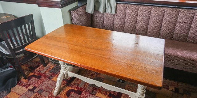 table in haunted pub in England