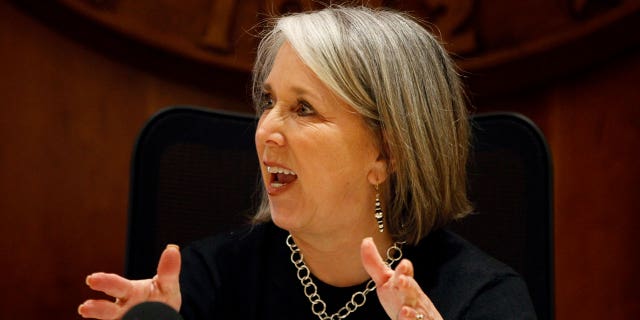 New Mexico Gov. Michelle Lujan Grisham discusses legislative accomplishments on April 5, 2023, in Santa Fe with the signing of an abortion protection bill.