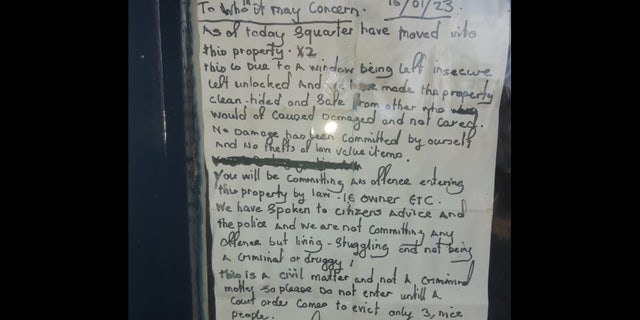 Note from the squatter