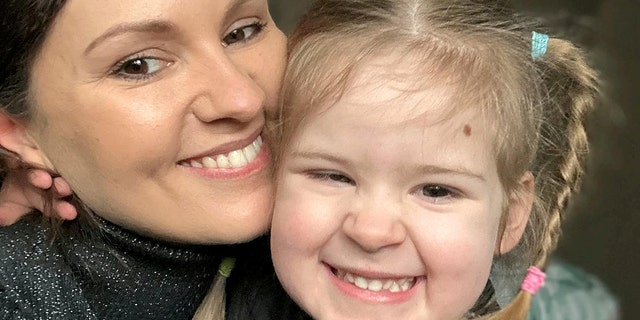 Little Olivia and her mom, Ewelina Skwarlo, snap a selfie. Optometrist Laura Leaf sent her niece to Pinderfields Hospital in Wakefield, West Yorkshire.