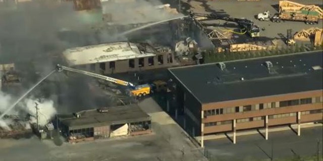 FOX 29 Philadelphia's SkyFOX flew above the industrial building fire.
