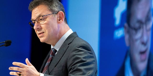 Pfizer CEO Albert Bourla speaks in New York City on Nov. 10, 2022. Pfizer along with hundreds of other pharmaceutical and biotech executives are calling for the reversal of the suspension of mifepristone.