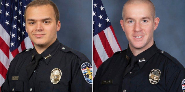 Officer Nickolas Wilt. Wilt and Officer Cory "CJ" Galloway responded to an active shooting situation at Old National Bank, in Louisville, Ky., on Monday, April 10, 2023.