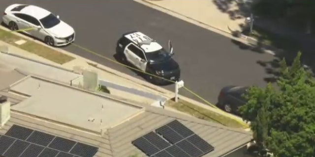 police car outside home in Porter Ranch