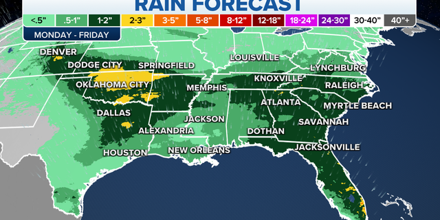 Southeastern states rainfall forecast