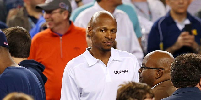 NBA player Ray Allen attends the NCAA Men's Final Four Championship between the Connecticut Huskies and the Kentucky Wildcats at AT&amp;amp;T Stadium on April 7, 2014 in Arlington, Texas.  