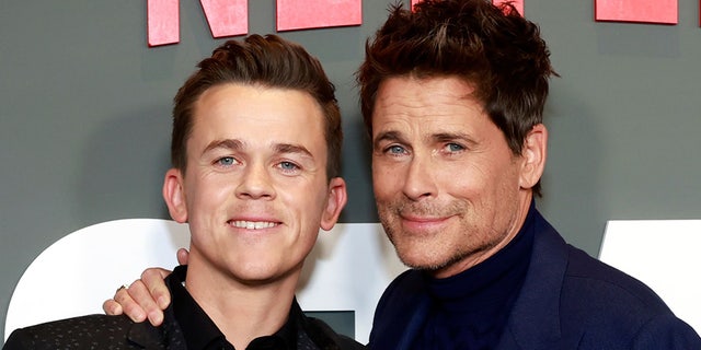 Rob Lowe gave son John Owen his five-year sobriety chip on an episode of "The Drew Barrymore Show."