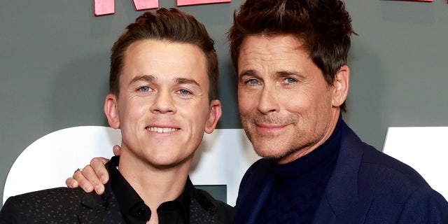 Rob Lowe gave son John Owen his five-year sobriety chip on an episode of "The Drew Barrymore Show."