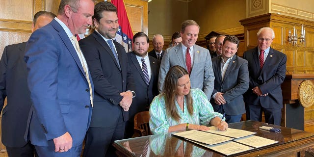 Republican Arkansas Gov. Sarah Sanders on Monday signed into law a $124 million tax cut plan.