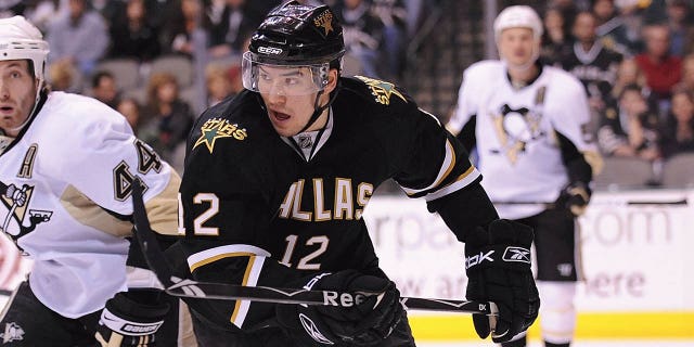 Raymond Sawada #12 of the Dallas Stars during play against the Pittsburgh Penguins at the American Airlines Center on March 1, 2009 in Dallas, Texas.
