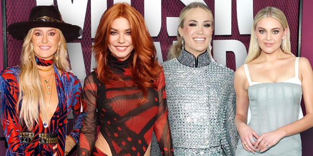 Lainey Wilson, Shania Twain, Carrie Underwood and Kelsea Ballerina sizzle on red carpet at CMT Music Awards.