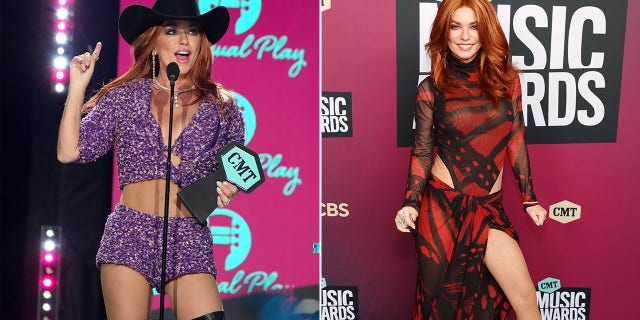 Shania Twain showed off two different looks at the 2023 CMT Music Awards.