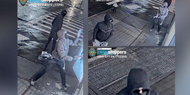 New York City police are looking for three suspects involved in a smash and grab on Park Avenue that resulted in the theft of eight handbags with a total value of $242,000.