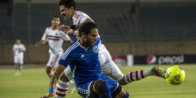 A soccer match between Smouha and Zamalek is being played in Cairo on July 19, 2014. Egypt’s soccer champions Zamalek is under pressure to appoint a new lead after firing their entire coaching staff.
