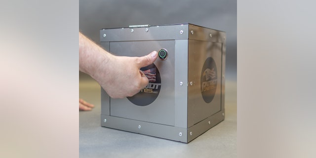 "The Boss," a steel crate made by Metal Art of Wisconsin, opens with fingerprint technology.