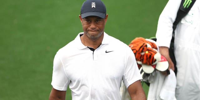 Tiger Woods during the first round of the Masters Tournament at Augusta National Golf Club on April 6, 2023.