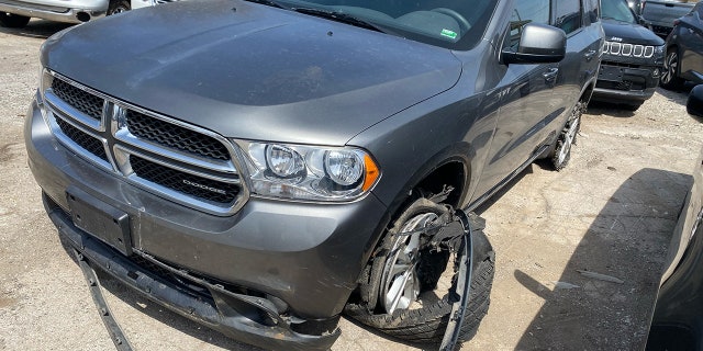 The tires on Marsh's vehicle were left shredded after the police chase.