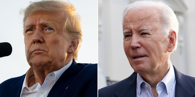 Trump and Biden split image