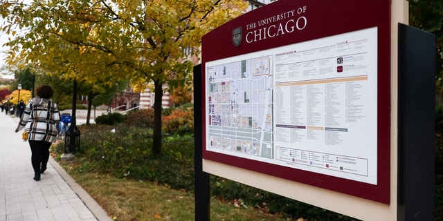The University of Chicago campus map in Chicago, United States, on October 18, 2022. 