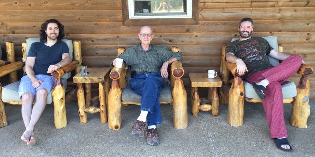 Monte Nordeen (left) tried to help his grandfather, retired Army Sergeant, Bill Marsh, 93, sell his last remaining asset, his car. Pictured at far right, Jeremy Stayton.