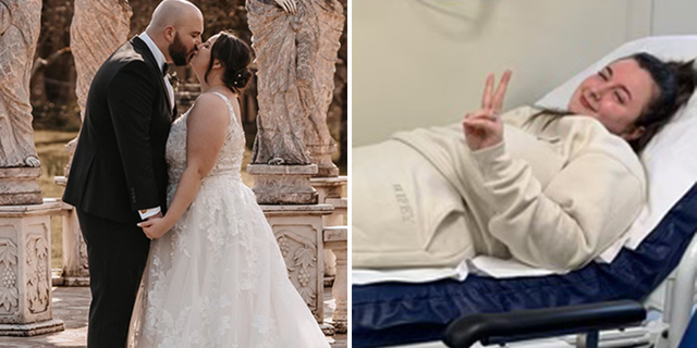Daisy and Tom Allen had a wonderful wedding day until the new bride took a tumble at the reception — causing the couple to cancel their honeymoon. 