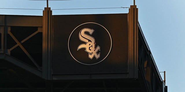 The White Sox logo at Guaranteed Rate Field on June 23, 2022, in Chicago.