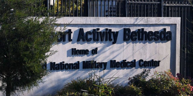 The entrance to Walter Reed Medical Center in Washington, DC on November 19, 2021.