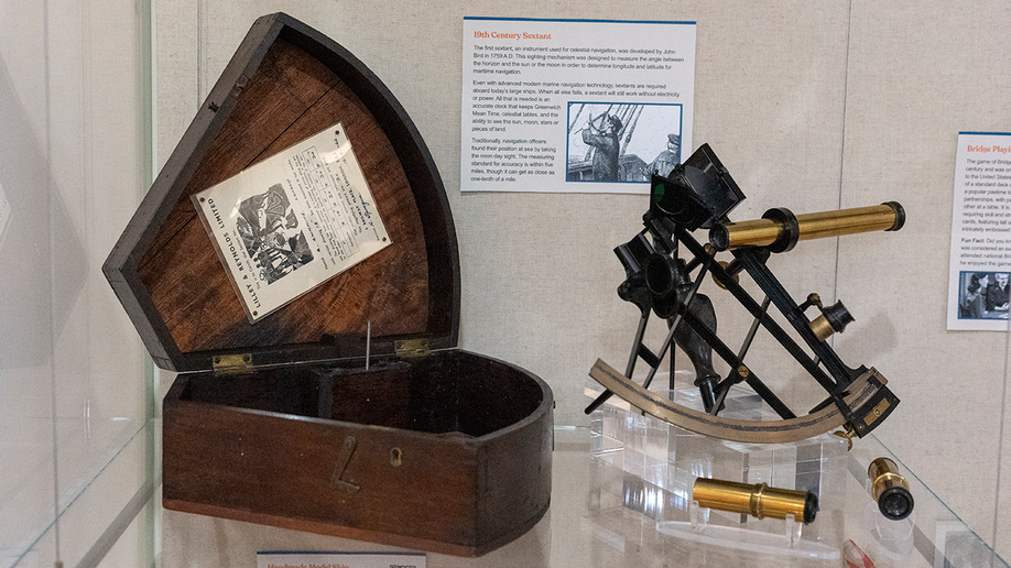 19th-century sextant on display at Unclaimed Baggage Museum.