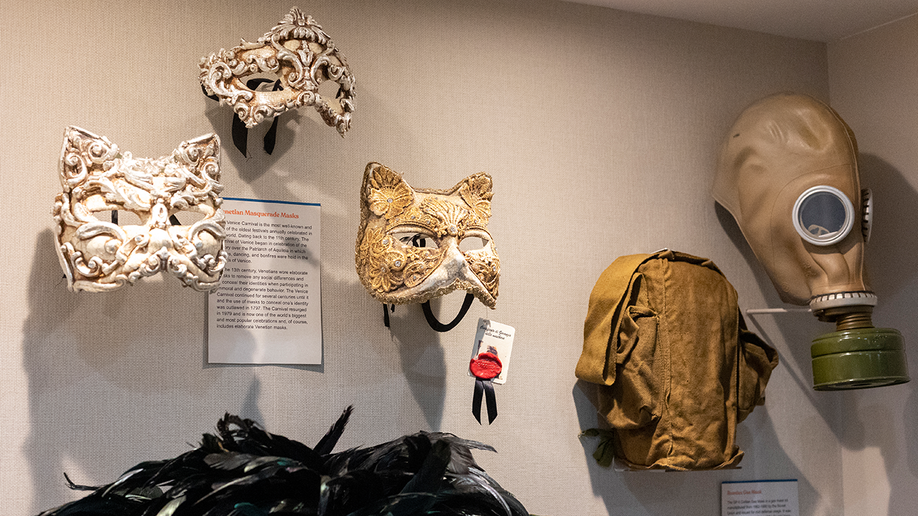 Cultural masks on display at Unclaimed Baggage Museum.