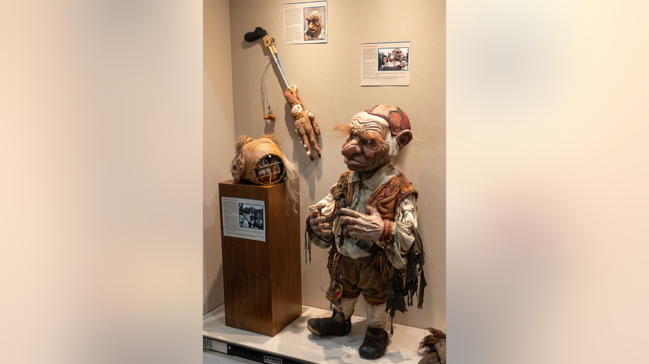 Hoggle mask from 'Labrynth' on display at Unclaimed Baggage Museum.
