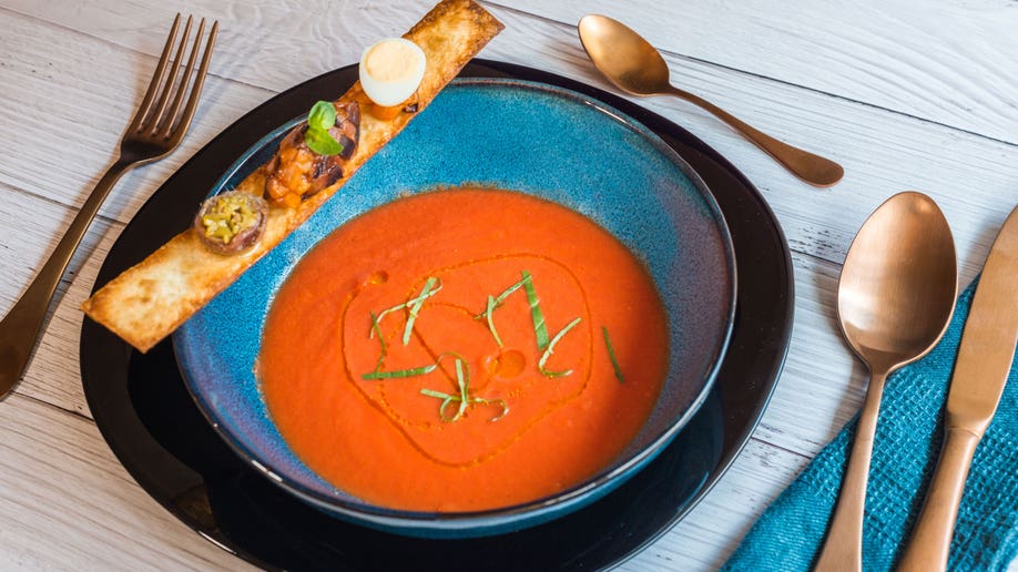 Tomato soup in a bowl