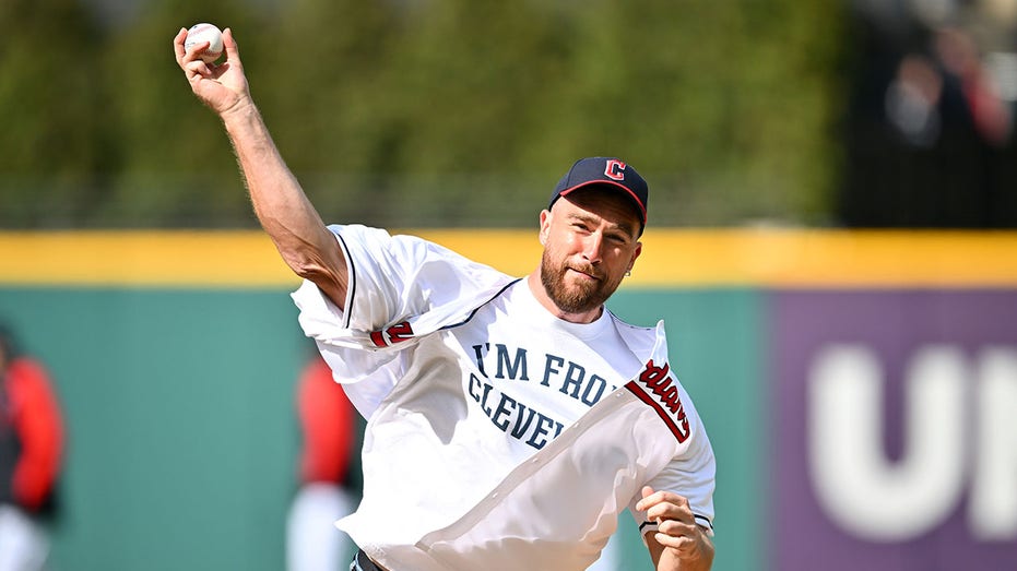 WATCH: Travis Kelce redeems himself by delivering the first pitch