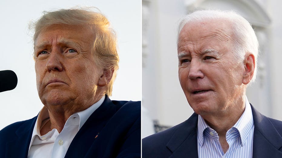 Trump and Biden split image